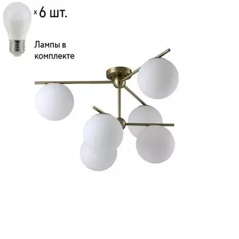 Потолочная люстра Crystal Lux с лампочками FELIZ SP-PL6 BRONZE/WHITE+Lamps E27 P45