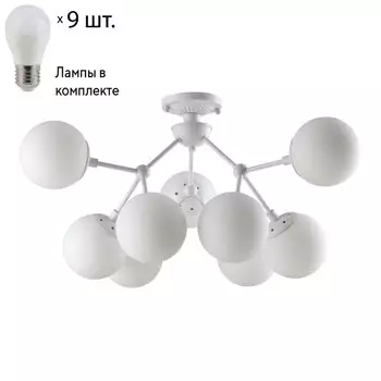 Потолочная люстра Crystal Lux с лампочками Medea PL9 White+Lamps E27 P45