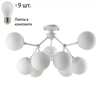 Потолочная люстра Crystal Lux с лампочками Medea PL9 White+Lamps E27 P45