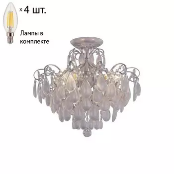 Потолочная люстра Crystal Lux с лампочками Sevilia PL4 Silver+Lamps E14 Свеча