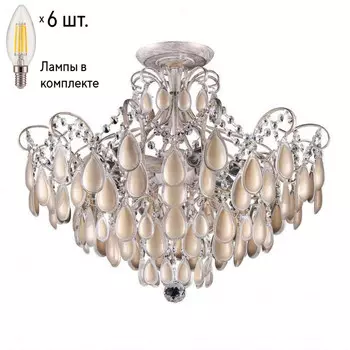 Потолочная люстра Crystal Lux с лампочками Sevilia PL6 Gold+Lamps E14 Свеча