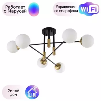 Потолочная люстра Crystal Lux с поддержкой Маруся FIDEL PL6 BLACK-М