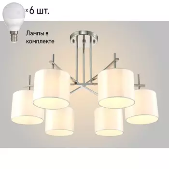 Потолочная люстра с лампочками CRYSTAL LUX SERGIO PL6 NICKEL+Lamps