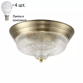 Потолочный светильник Crystal Lux с лампочками Lluvia PL4 Bronze D370+Lamps E14 P45