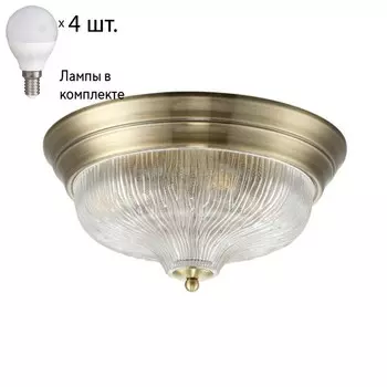 Потолочный светильник Crystal Lux с лампочками Lluvia PL4 Bronze D370+Lamps E14 P45