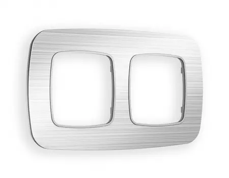 Рамка на 2 поста Ambrella Volt OMEGA Radian (Серебро Металл шлифованный) OF580102