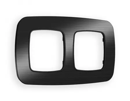 Рамка на 2 поста Ambrella Volt OMEGA Radian (Черный Металл шлифованный) OF580502