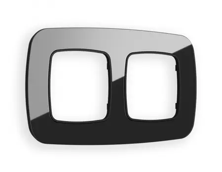 Рамка на 2 поста Ambrella Volt OMEGA Radian (Черный Стекло закаленное натуральное) OF350802