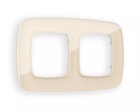 Рамка на 2 поста Ambrella Volt OMEGA Radian (Бежевый Стекло закаленное натуральное) OF350302