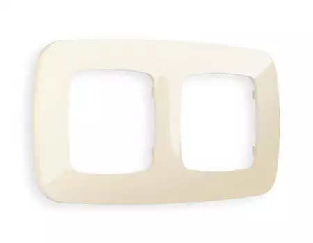 Рамка на 2 поста Ambrella Volt OMEGA Ecta (Бежевый глянец) OF140302