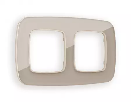 Рамка на 2 поста Ambrella Volt OMEGA Radian (Серо-бежевый Стекло закаленное натуральное) OF350602