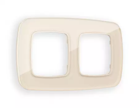 Рамка на 2 поста Ambrella Volt OMEGA Radian (Бежевый Стекло органическое) OF320302