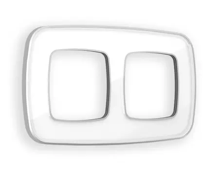 Рамка на 2 поста Ambrella Volt OMEGA Coint (Белый Стекло органическое/Серебро) OF640132