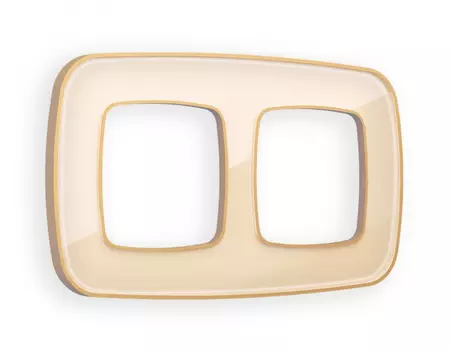 Рамка на 2 поста Ambrella Volt OMEGA Coint (Бежевый Стекло органическое/Шампань) OF640342