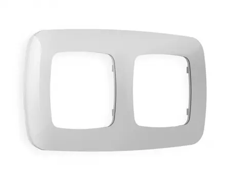 Рамка на 2 поста Ambrella Volt OMEGA Ecta (Серебро глянец) OF140402