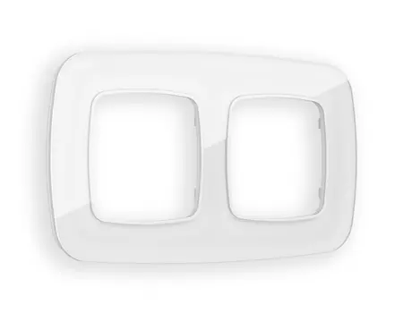 Рамка на 2 поста Ambrella Volt OMEGA Radian (Белый Стекло закаленное натуральное) OF350102