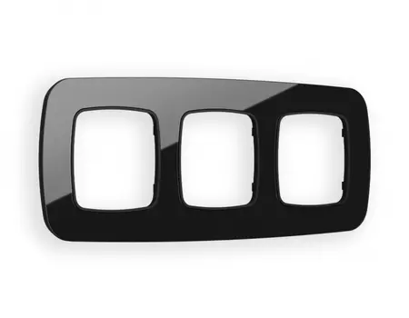 Рамка на 3 поста Ambrella Volt OMEGA Radian (Черный Стекло закаленное натуральное) OF350803