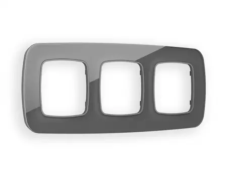 Рамка на 3 поста Ambrella Volt OMEGA Radian (Антрацит серый Стекло органическое) OF320653