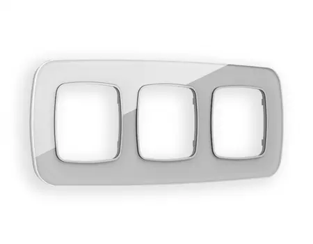 Рамка на 3 поста Ambrella Volt OMEGA Radian (Серебро Стекло органическое) OF320403