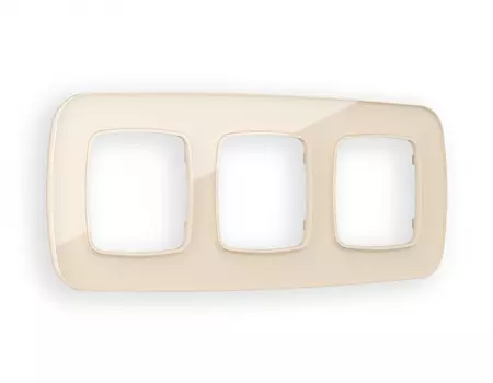 Рамка на 3 поста Ambrella Volt OMEGA Radian (Бежевый Стекло закаленное натуральное) OF350303