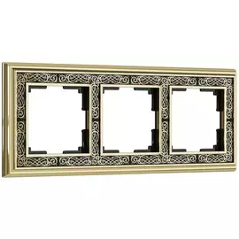 Рамка на 3 поста (золото/черный) Werkel W0031430