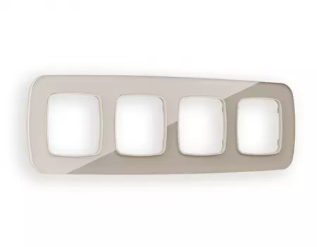 Рамка на 4 поста Ambrella Volt OMEGA Radian (Серо-бежевый Стекло закаленное натуральное) OF350604