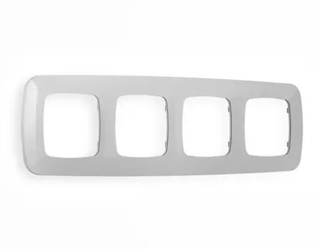 Рамка на 4 поста Ambrella Volt OMEGA Ecta (Серебро глянец) OF140404