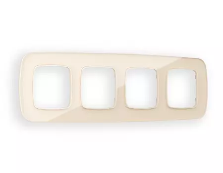 Рамка на 4 поста Ambrella Volt OMEGA Radian (Бежевый Стекло закаленное натуральное) OF350304