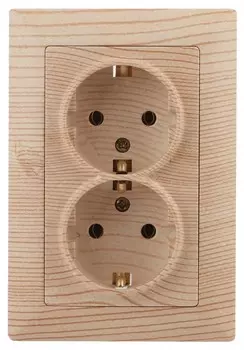 Розетка двойная 2X2P+E (сосна) Solo Intro 4-205-11 (Б0043339)