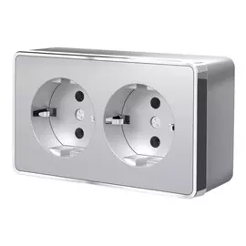 Розетка двойная с заземлением (серебряный) Gallant Werkel W5072106 (a052776)