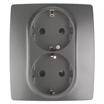 Розетка двойная со шторками (графит) 2X2P+E Schuko Эра 12-2104-12 (Б0019331)