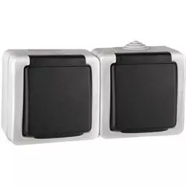 Розетка двухместная с заземлением и крышкой в сборке (серый) Volsten Marin V01-43-R28-S (9450)