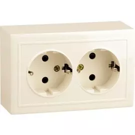 Розетка двухместная с заземлением (кремовый) Volsten Solar V01-32-R24-S (9860)