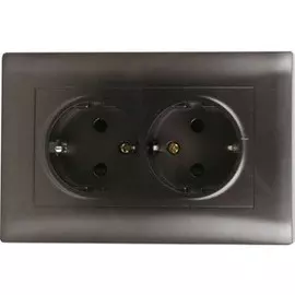 Розетка двухместная с заземлением в сборке (черный) Volsten Magenta V01-14-R24-S (10002)