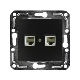 Розетка двухместная телефонная RJ -11 (черный) Volsten Magenta V01-14-F22-M (9994)