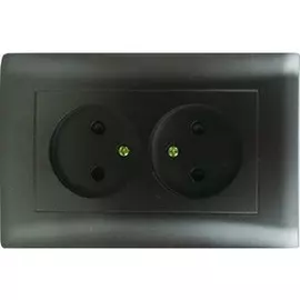 Розетка двухместная в сборке (черный) Volsten Magenta V01-14-R22-S (10001)