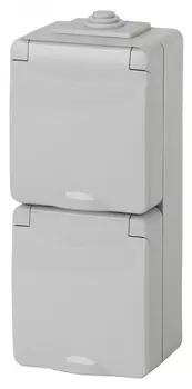 Розетка ЭРА Эксперт 2х2P E IP65 со шторками 16A 250V 11-2608-03 Б0036003