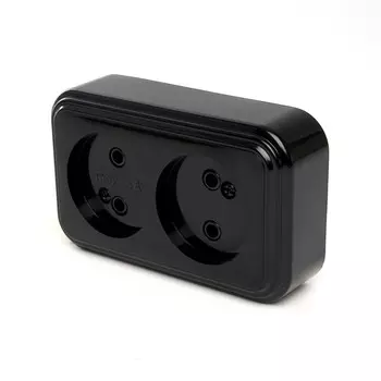 Розетка на 2 поста (черный) Stekker PST16-30-20 (RA 16-237-Ч) 39694