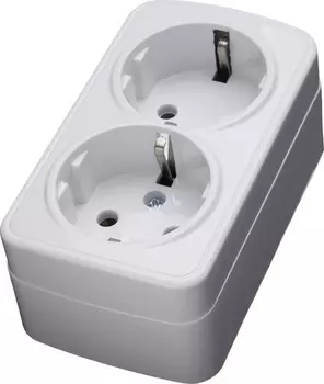 Розетка на 2 поста с/з (белый) Basic Stekker PST16-502-20 39034