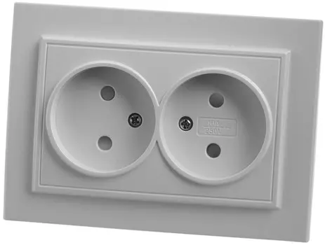 Розетка на 2 поста с защитной шторкой б/з (белый) Эрна Stekker PST10-9013-01 39053