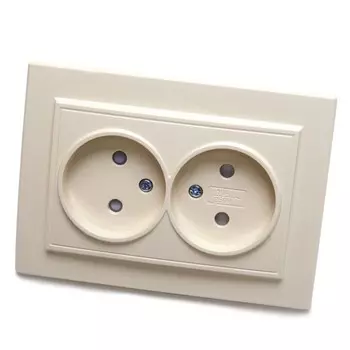 Розетка на 2 поста с защитной шторкой б/з (слоновая кость) Эрна Stekker PST10-9013-02 39239
