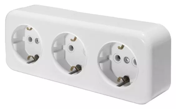 Розетка на 3 поста (белый) Stekker PST16-51-20 (RA 16-343-Б) 39697