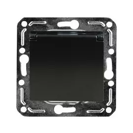 Розетка одноместная с заземлением и крышкой (черный) Volsten Magenta V01-14-R18-M (10000)