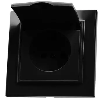 Розетка с защитной шторкой и крышкой (черный) Эрна Stekker PST16-9012-03 39481