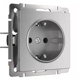 Розетка с заземлением (cеребряный рифленый) Werkel W1171009