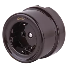 Розетка с заземлением и шторками (коричневый) Werkel Retro WL18-03-02 (a036808)