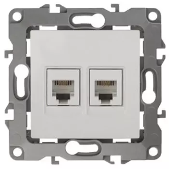 Розетка телефонная 2XRJ11 ЭРА 12 12-3106-02 Б0014718