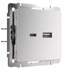 Розетка USB тип A+С (серебряный) Werkel W1171806