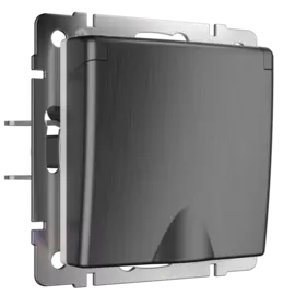 Розетка влагозащ. с зазем. с защит. крышкой и шторками (графит рифленый) Werkel W1171204