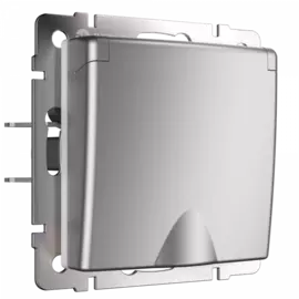 Розетка влагозащищенная с заземлением с защитной крышкой и шторками (серебряный) Werkel WL06-SKGSC-01-IP44 (a029832)